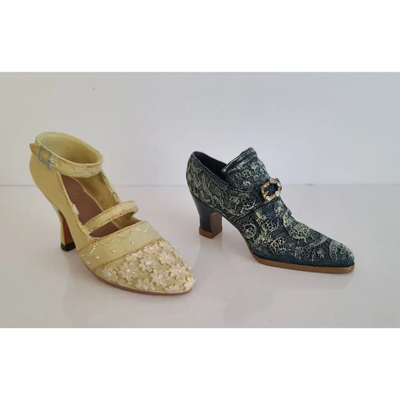 Vintage 1999 Nostalgia Popular Imports Antique Style Womens Boot Shoes Set Of 2 - Picture 3 of 5